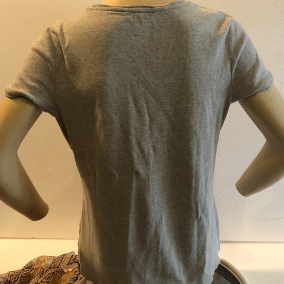 TALBOTS COTTON CREWNECK TEE - HEATHER GRAY SIZE MED - Picture 2 of 3